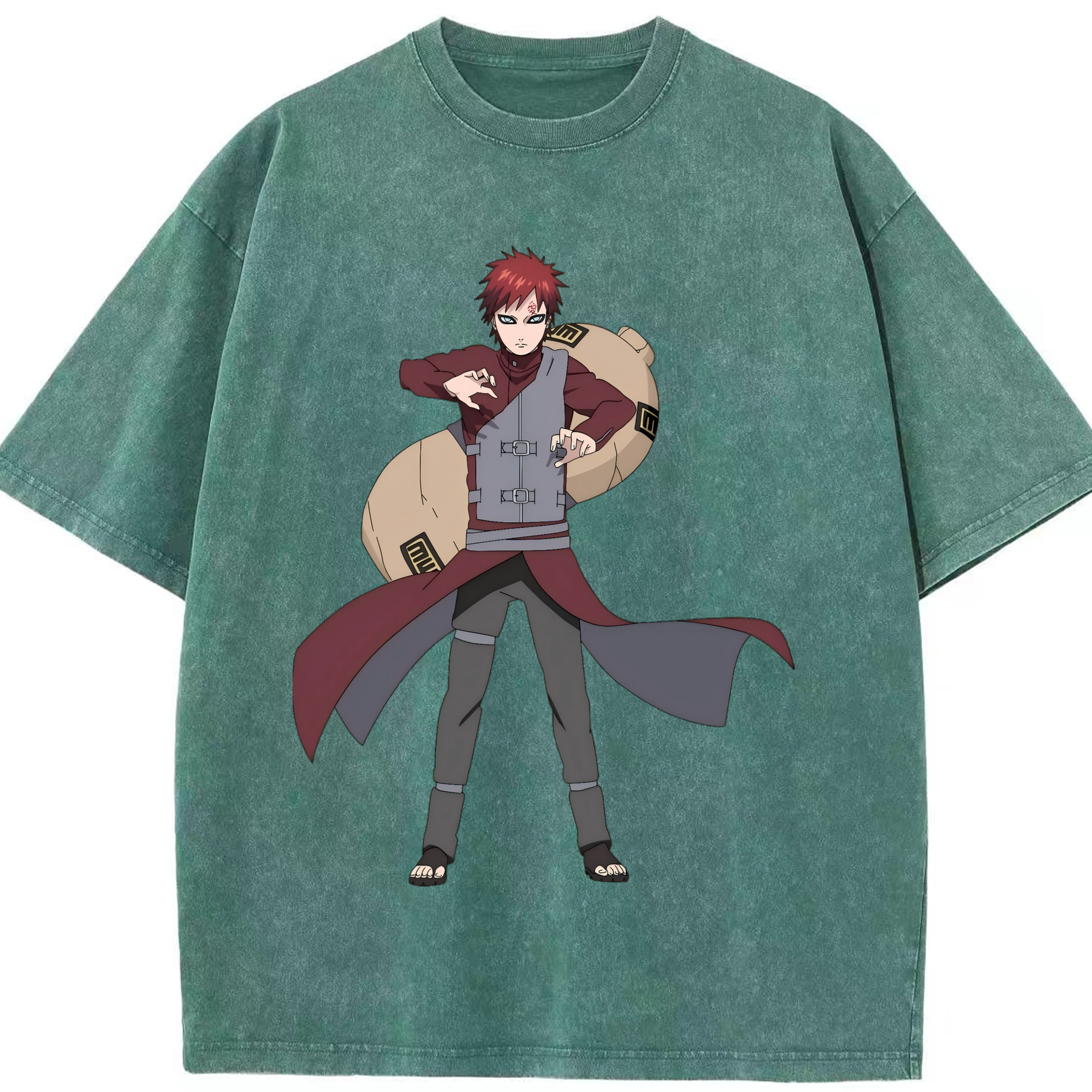 （画像用） NARUTO -ナルト- ガアラ Gaara 綿100% ヴィンテージ風 半袖Tシャツ（フロントプリント）